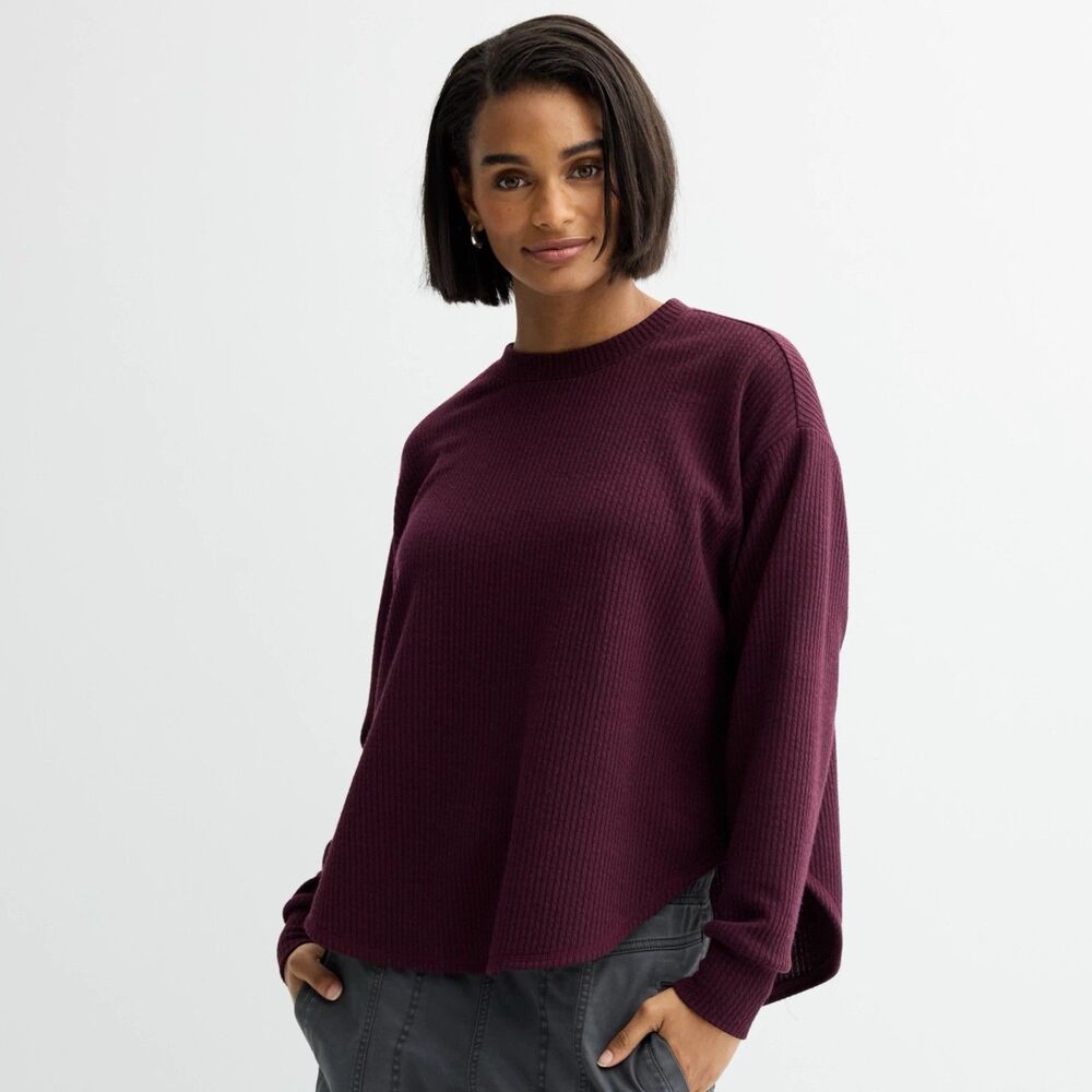 Sonoma Goods For Life Sweater Size XS Plum Ribbed Top Shirttail Women's NWT